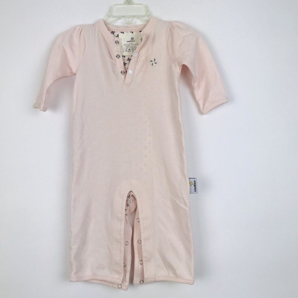 Endue Baby Girl Organic Cotton Bodysuit Pink 3-6 Mo Snap Button